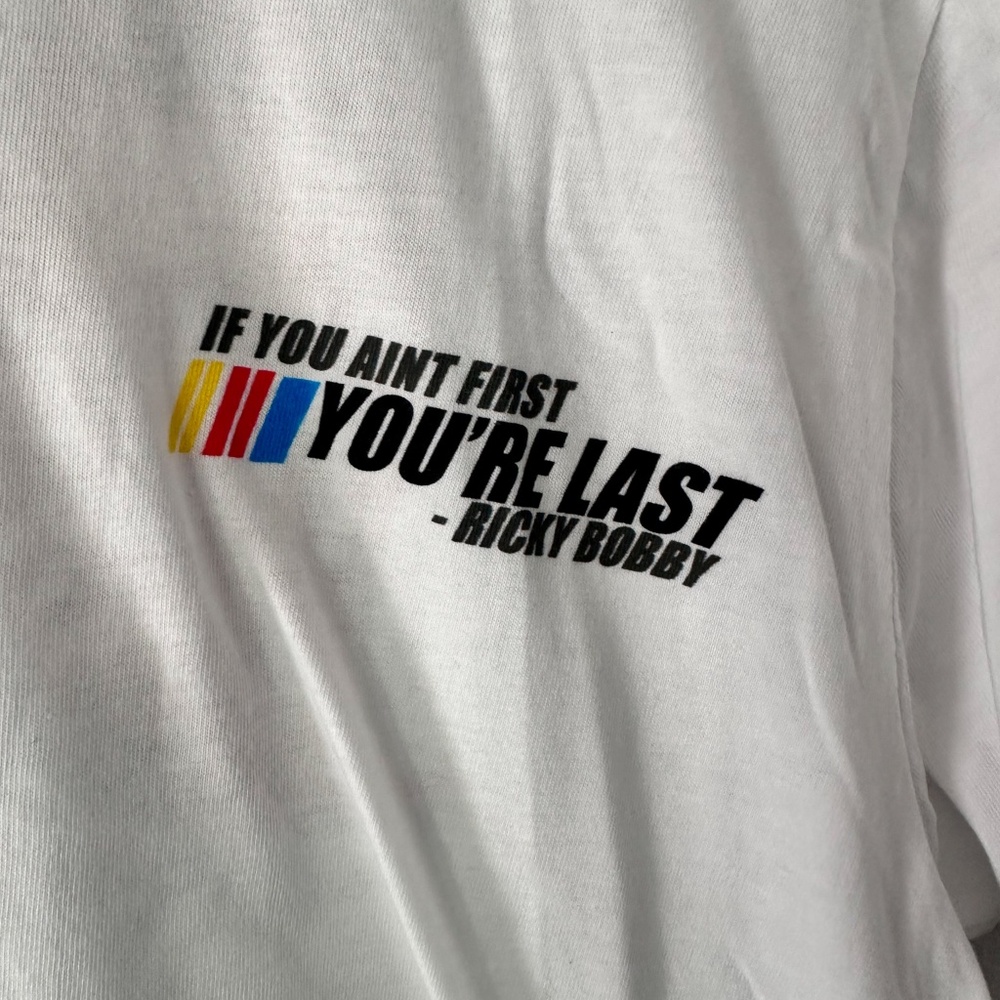 NEW Ricky Bobby Talladega Nights Movie White T-shirt Men's Small "If you're not - Picture 3 of 5